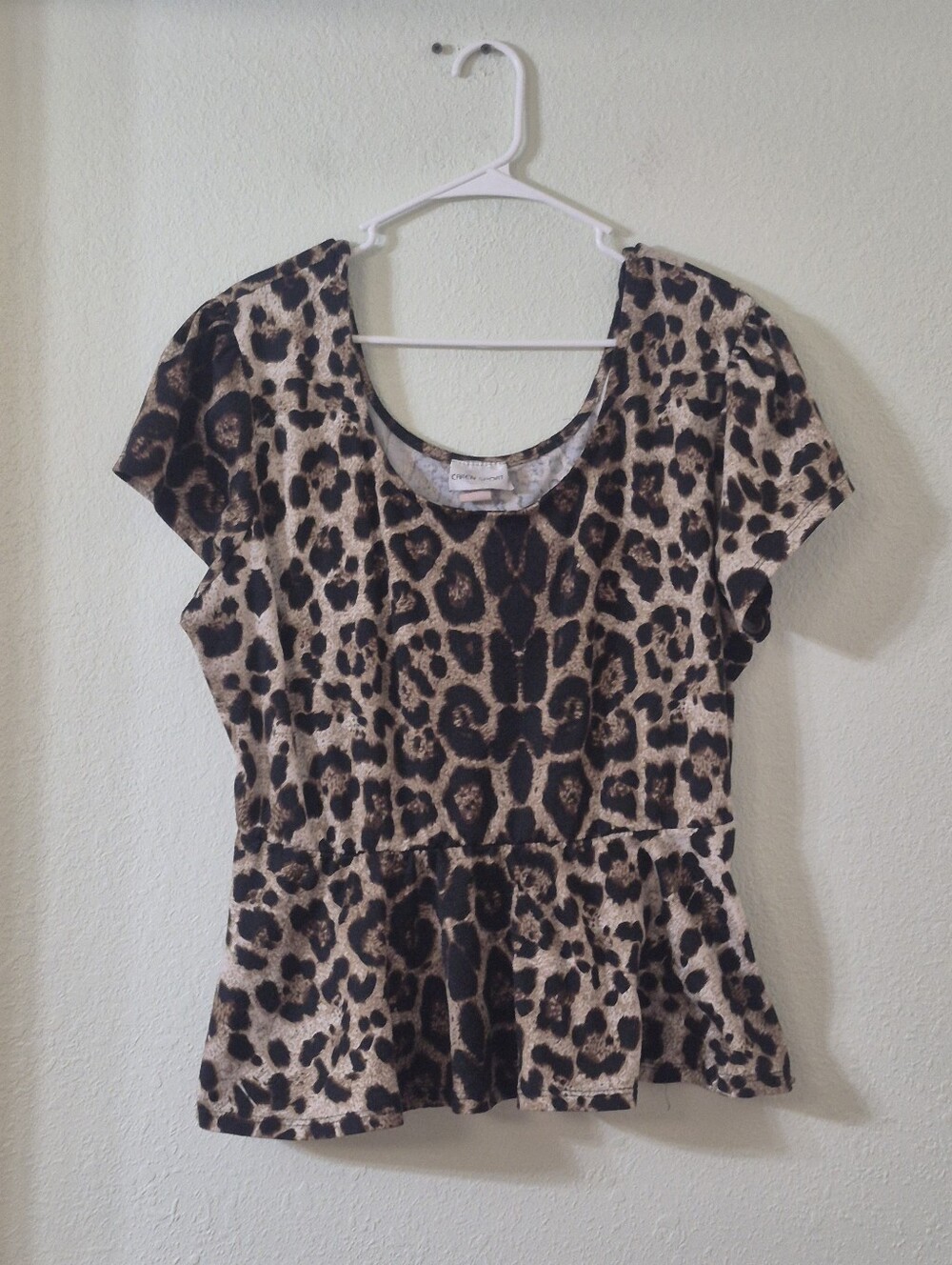Caren Sport Leopard Print Peplum Top - Brown & Black